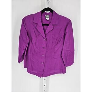 Clio Women's Purple Silk Notch Collar Four-Button Blazer Jacket Size S